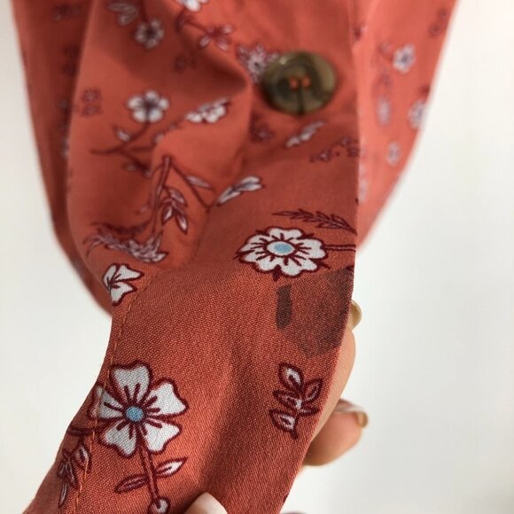 Streetwear Society Peach Floral Tank Top Casual summer buttoned mini dress S - Picture 13 of 15